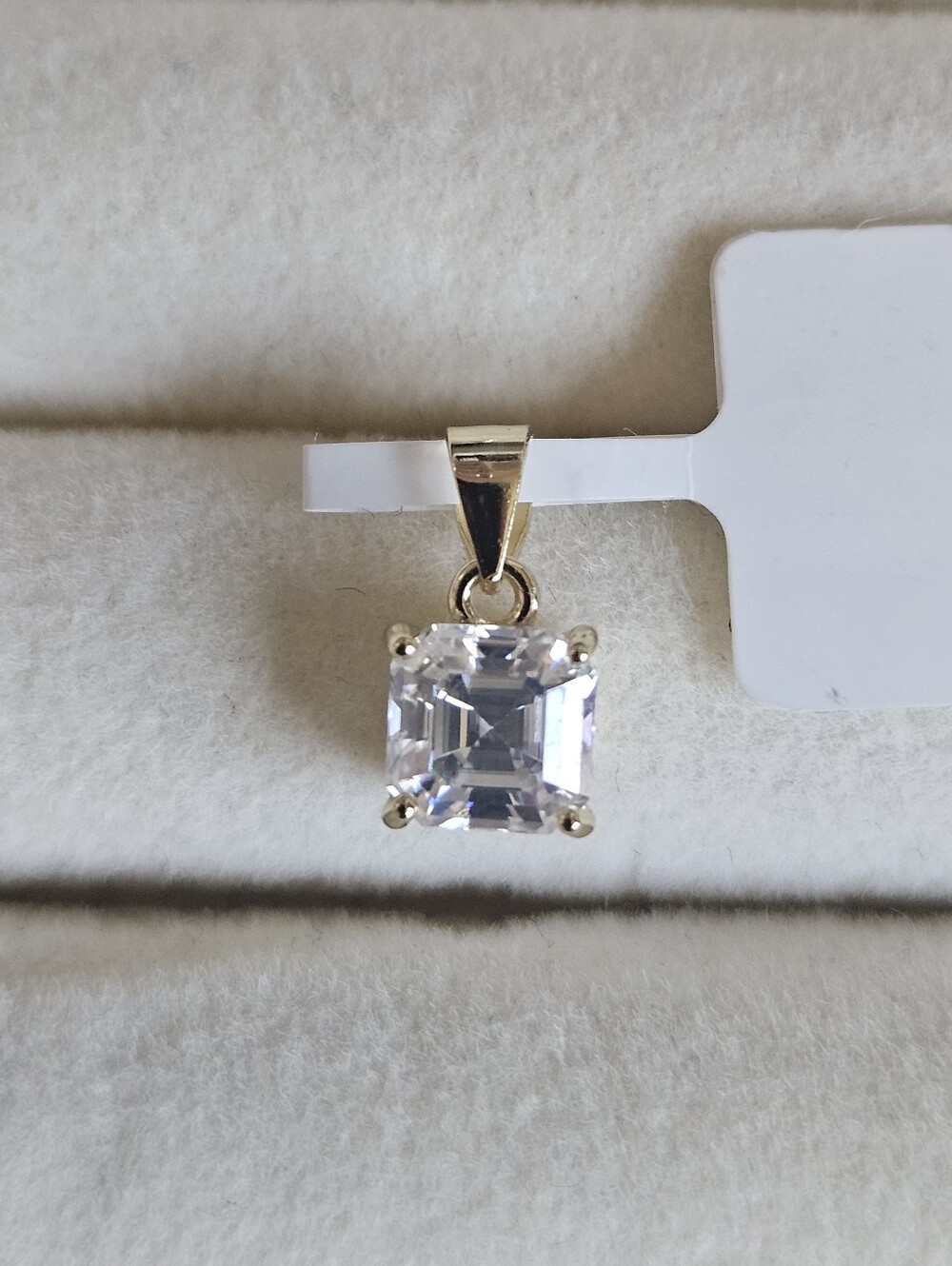Gold 925 Sterling Silver Asscher Cut Moissanite Pendant Charm